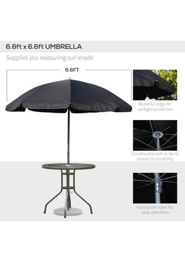 Outsunny 6 Piece Patio Dining Set with Umbrella with Folding Chairs