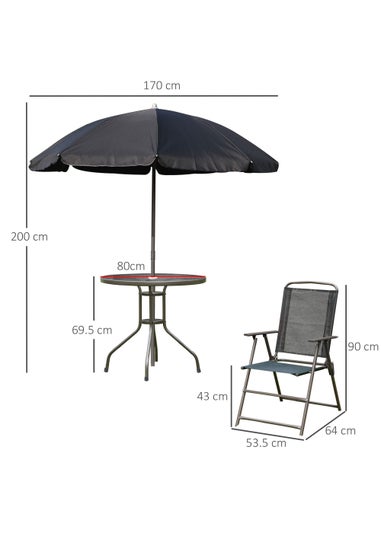 Outsunny 6 Piece Patio Dining Set with Umbrella with Folding Chairs