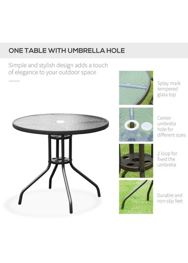 Outsunny 6 Piece Patio Dining Set with Umbrella with Folding Chairs