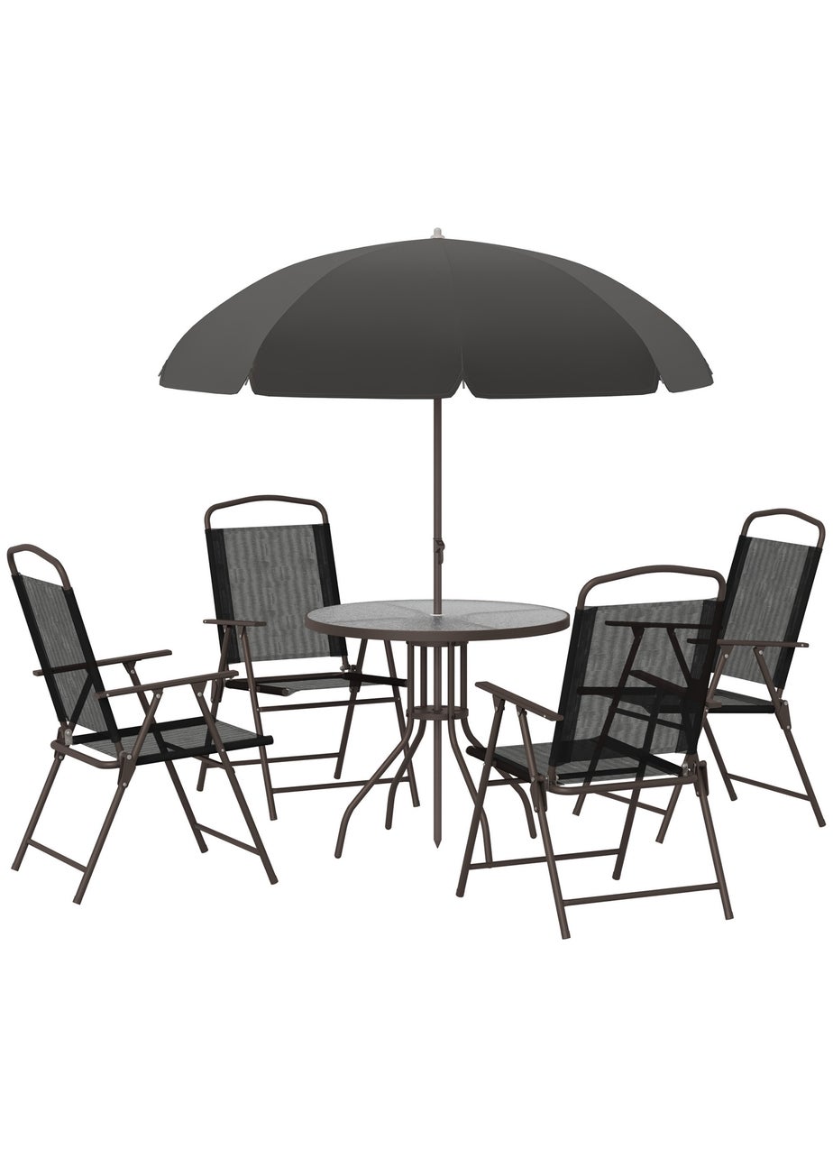 Outsunny 6 Piece Patio Dining Set with Umbrella with Folding Chairs