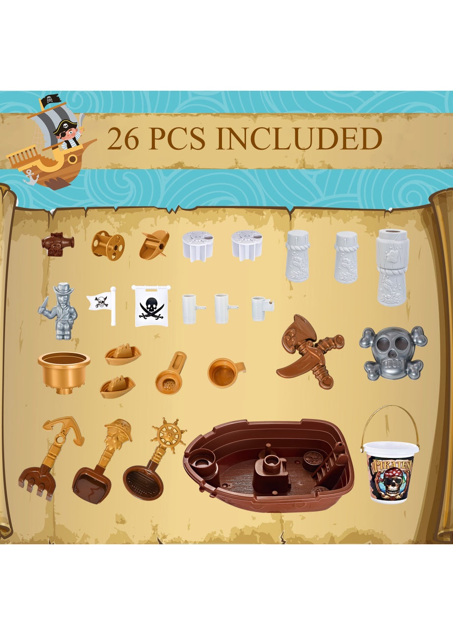 HOMCOM Sand & Water Outdoor Pirate Ship (45.5cm x  30cm x 57.5cm)
