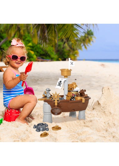 HOMCOM Sand & Water Outdoor Pirate Ship (45.5cm x  30cm x 57.5cm)