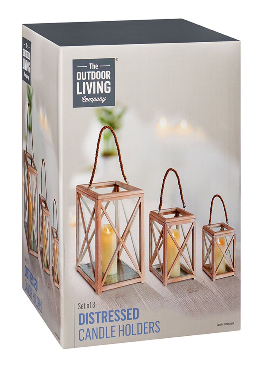 Premier Decorations Set of 3 Distressed Lanterns