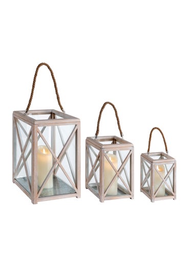 Premier Decorations Set of 3 Distressed Lanterns