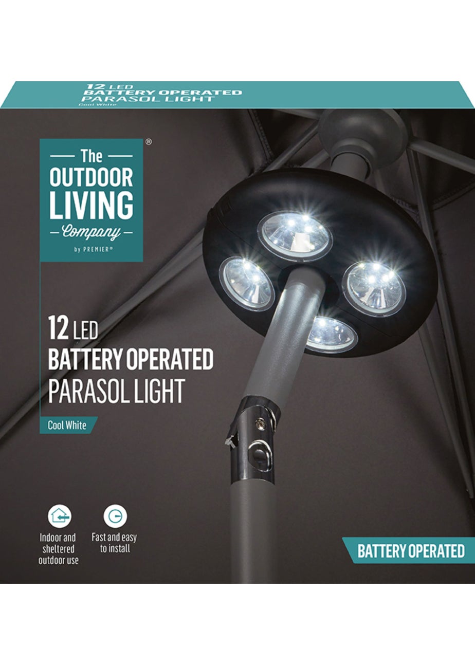 Premier Decorations Battery Operated Parasol Light with 12 Cool White LEDs