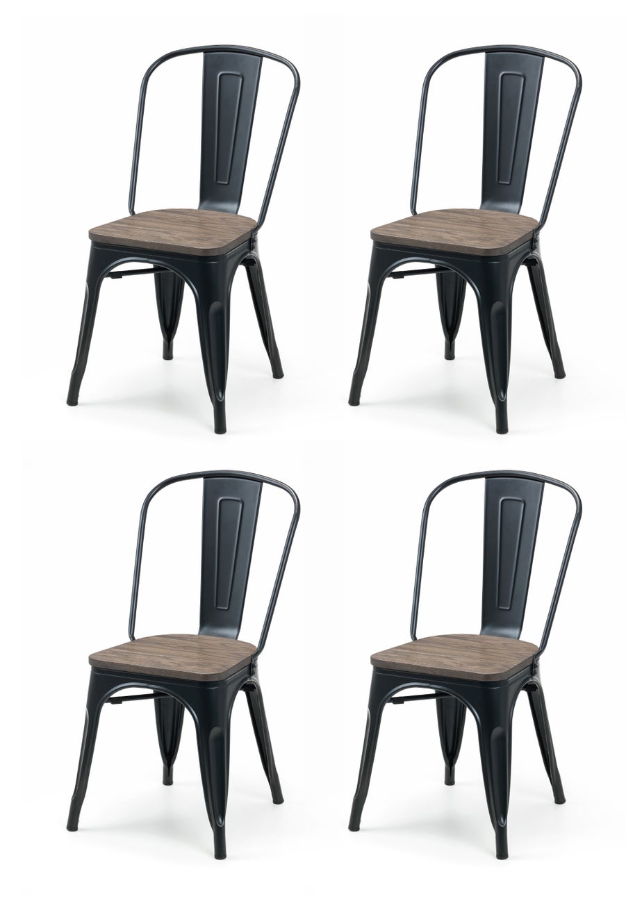 Julian Bowen Set Of 4 Grafton Metal Chairs (85 x 46 x 43 cm)