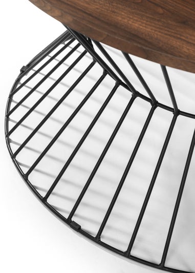 Julian Bowen Jersey Round Wire Coffee Table Walnut & Black (40 x 80 x 80 cm)