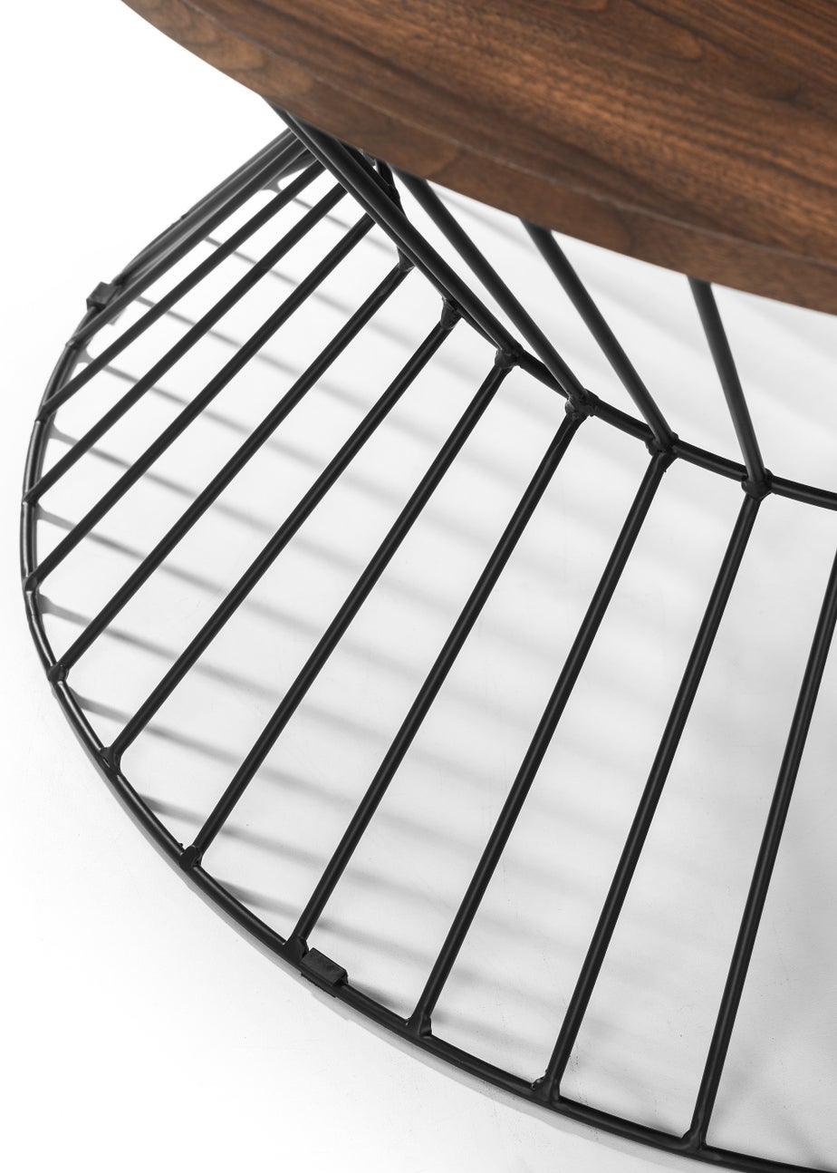 Julian Bowen Jersey Round Wire Coffee Table Walnut & Black (40 x 80 x 80 cm)