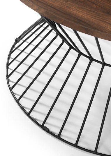 Julian Bowen Jersey Round Wire Coffee Table Walnut & Black (40 x 80 x 80 cm)