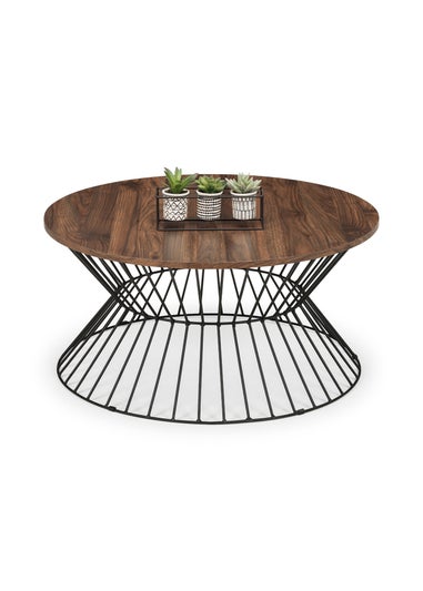 Julian Bowen Jersey Round Wire Coffee Table Walnut & Black (40 x 80 x 80 cm)