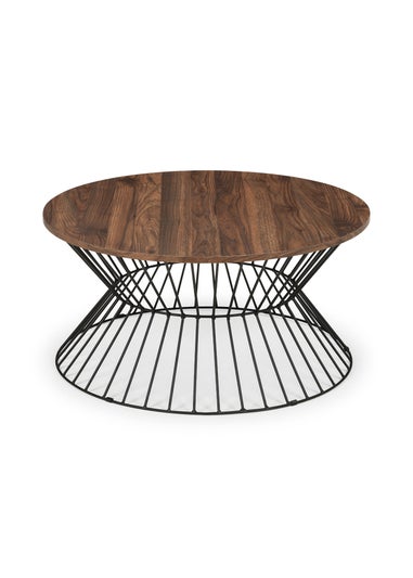 Julian Bowen Jersey Round Wire Coffee Table Walnut & Black (40 x 80 x 80 cm)