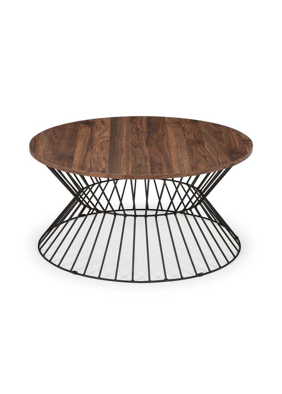 Julian Bowen Jersey Round Wire Coffee Table Walnut & Black (40 x 80 x 80 cm)