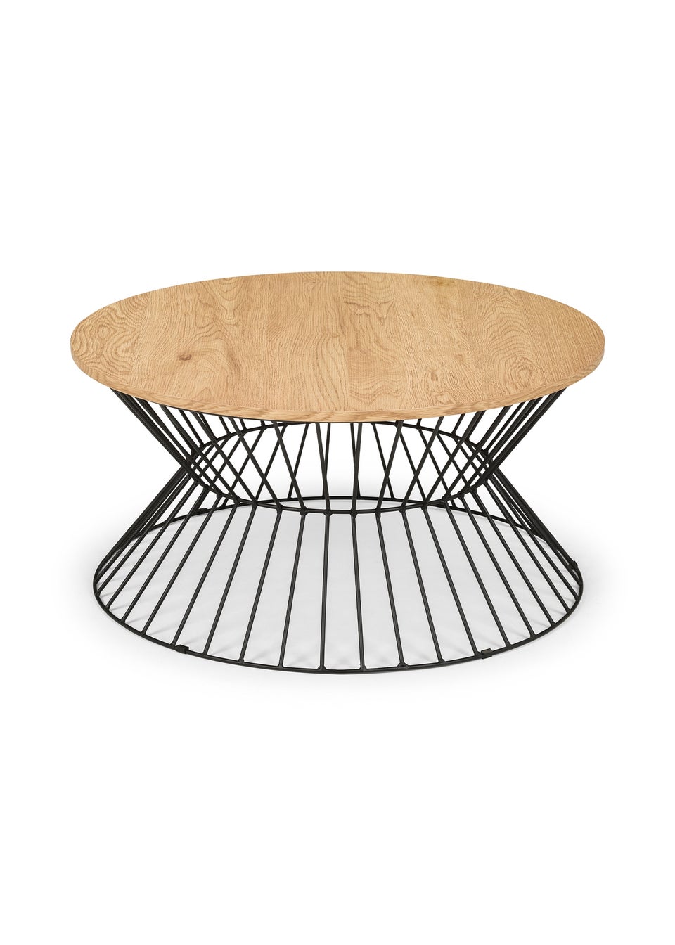 Julian Bowen Jersey Round Wire Coffee Table Euro Oak & Black (40 x 80 x 80 cm)