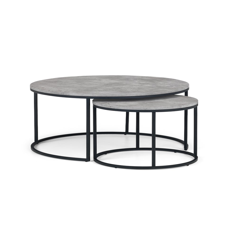 Julian Bowen Staten Concrete Round Nesting Coffee Table (50 x 80 x 80 cm)