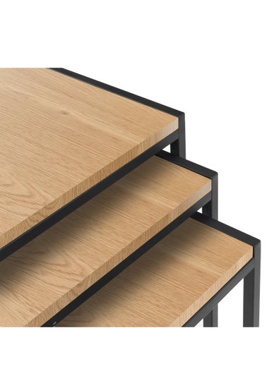 Julian Bowen Tribeca Nest Of 3 Tables Black/Euro Oak (45 x 45 x 45 cm)