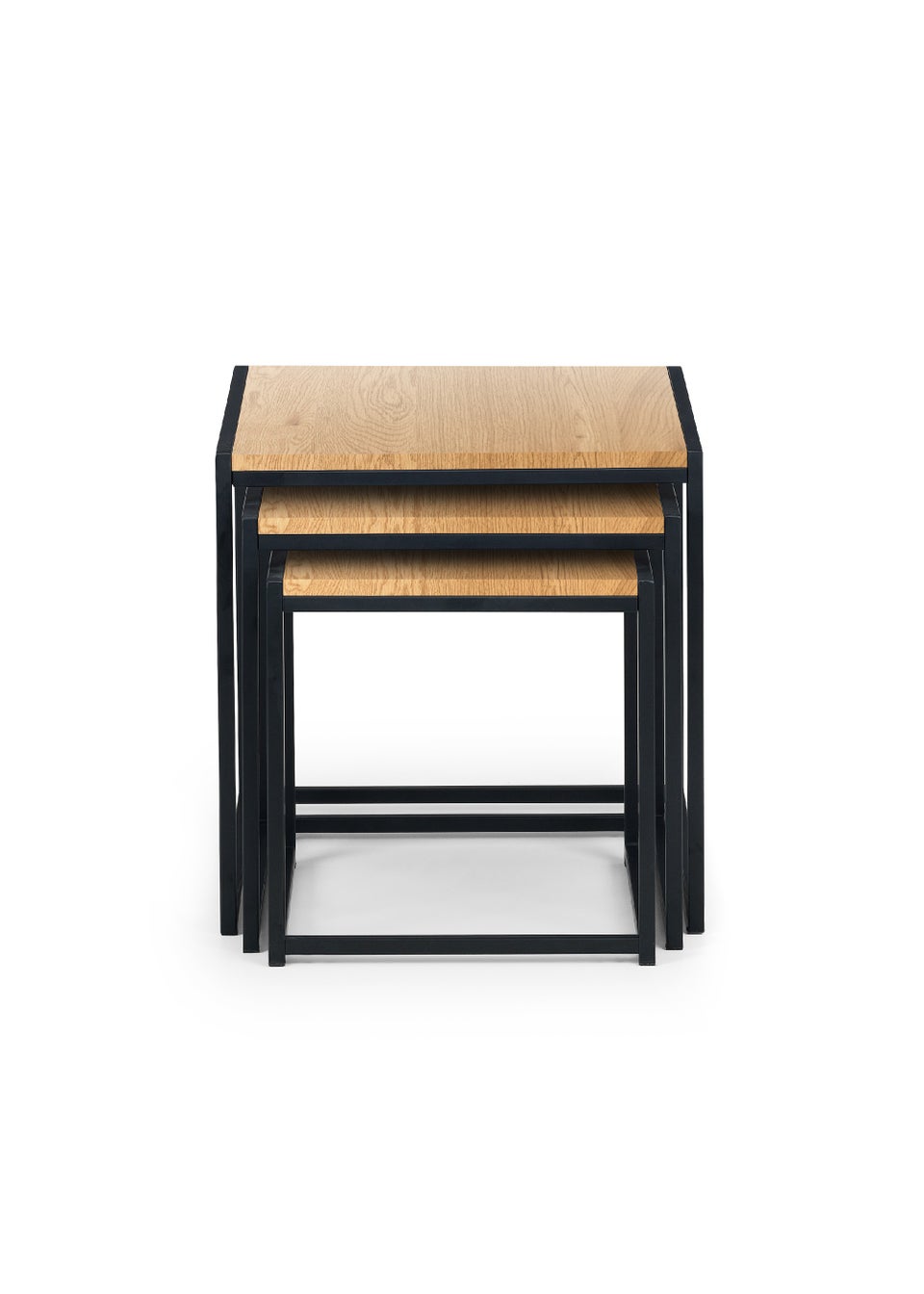Julian Bowen Tribeca Nest Of 3 Tables Black/Euro Oak (45 x 45 x 45 cm)