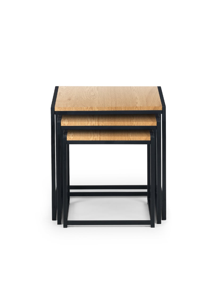 Julian Bowen Tribeca Nest Of 3 Tables Black/Euro Oak (45 x 45 x 45 cm)
