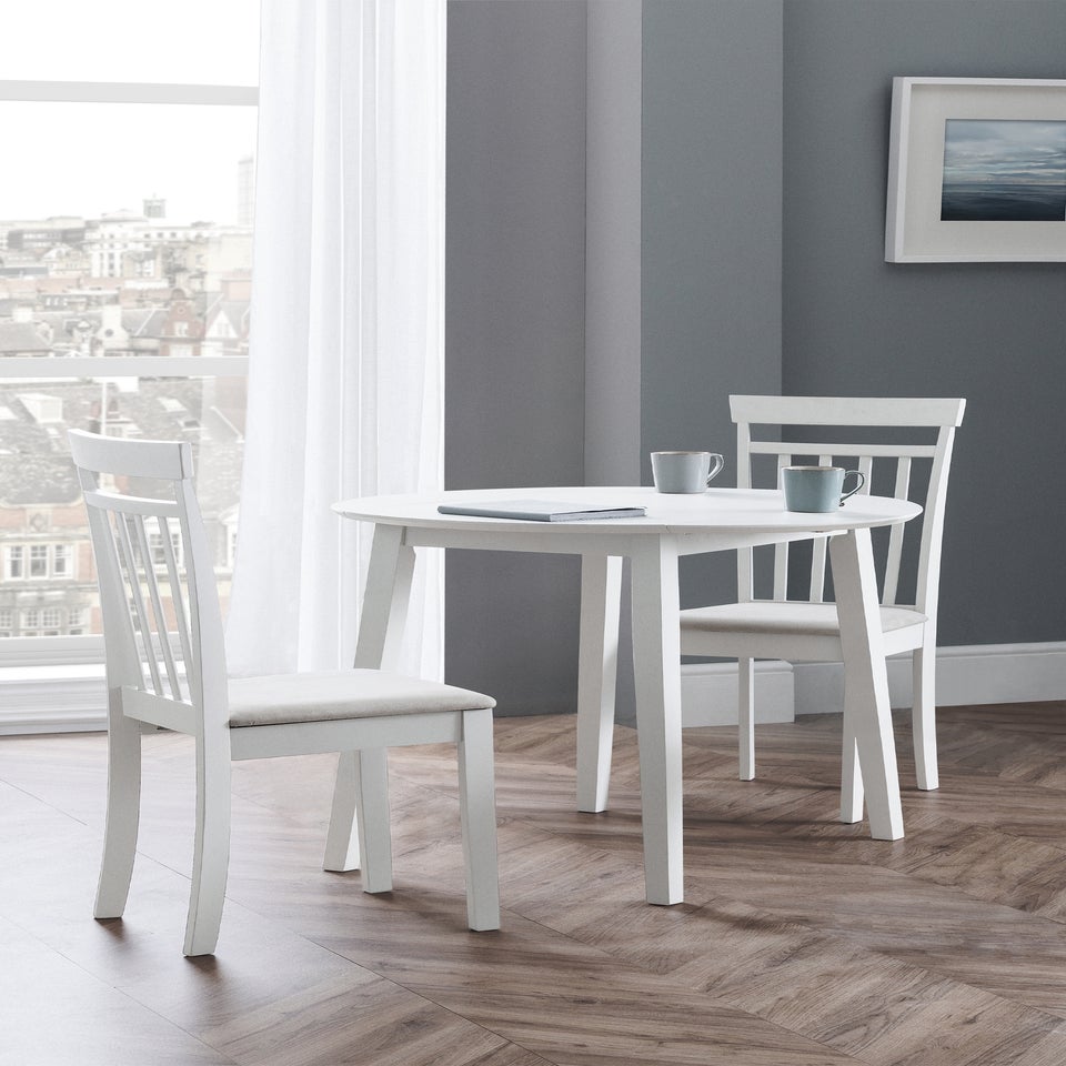 Julian Bowen Coast Dropleaf Table White  (75 x 90 x 90 cm)