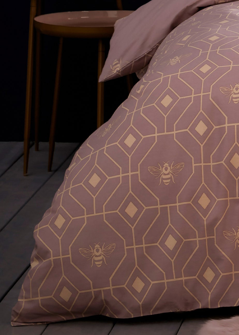 furn. Bee Deco Geometric Duvet Cover Set Blush