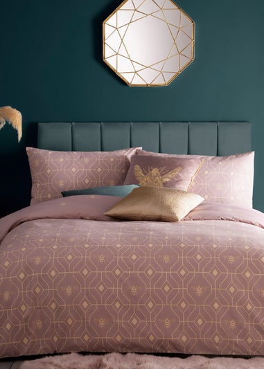 furn. Bee Deco Geometric Duvet Cover Set Blush