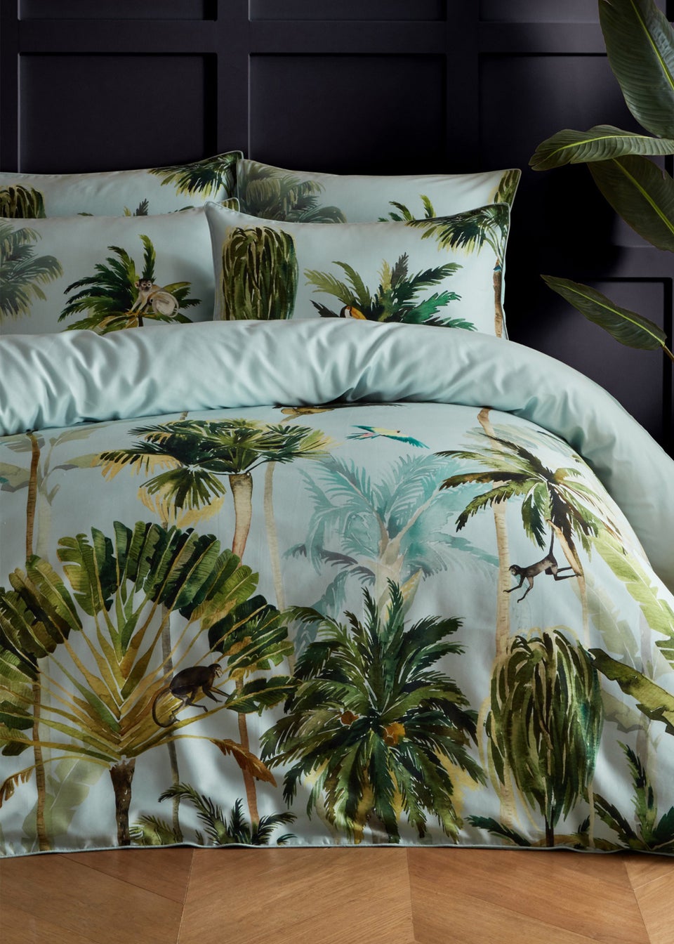 Paoletti Forsteriana Palms 100% Cotton Duvet Cover Set