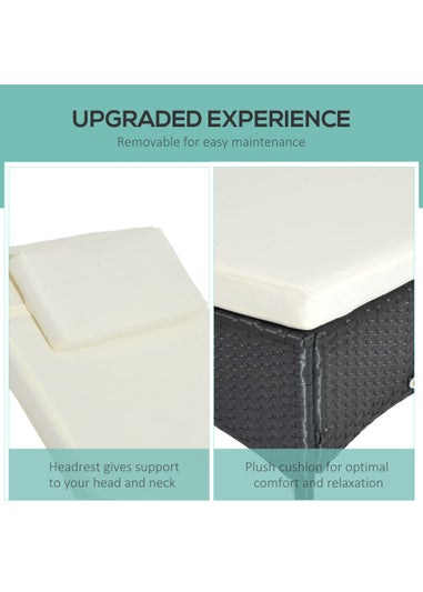 Outsunny Adjustable Wicker Rattan Sun Lounger (200cm x 73cm x 30-103cm)