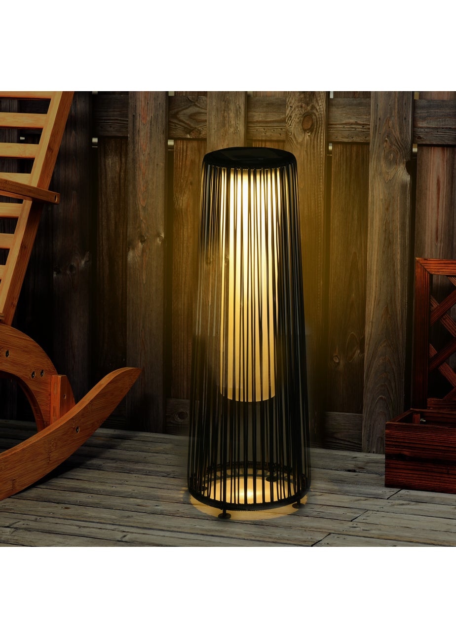 Outsunny Garden Solar Powered Lights Woven Wicker Lantern