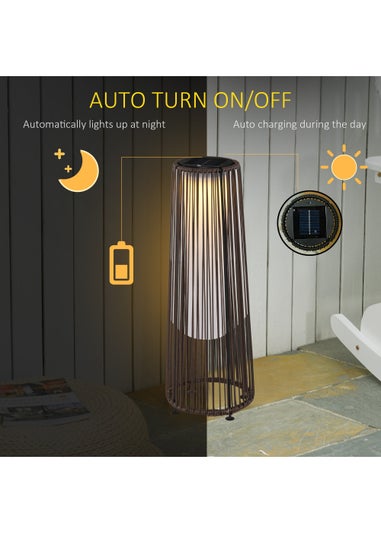 Outsunny Garden Solar Powered Lights Woven Wicker Lantern