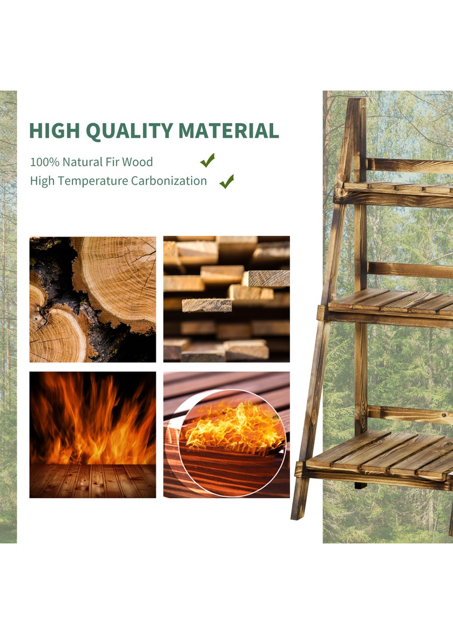 Outsunny Wooden Folding Flower Pot Stand 3 Tier