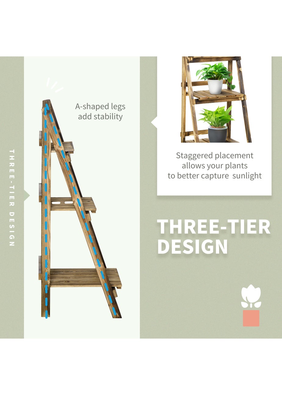 Outsunny Wooden Folding Flower Pot Stand 3 Tier