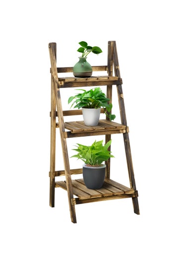 Outsunny Wooden Folding Flower Pot Stand 3 Tier