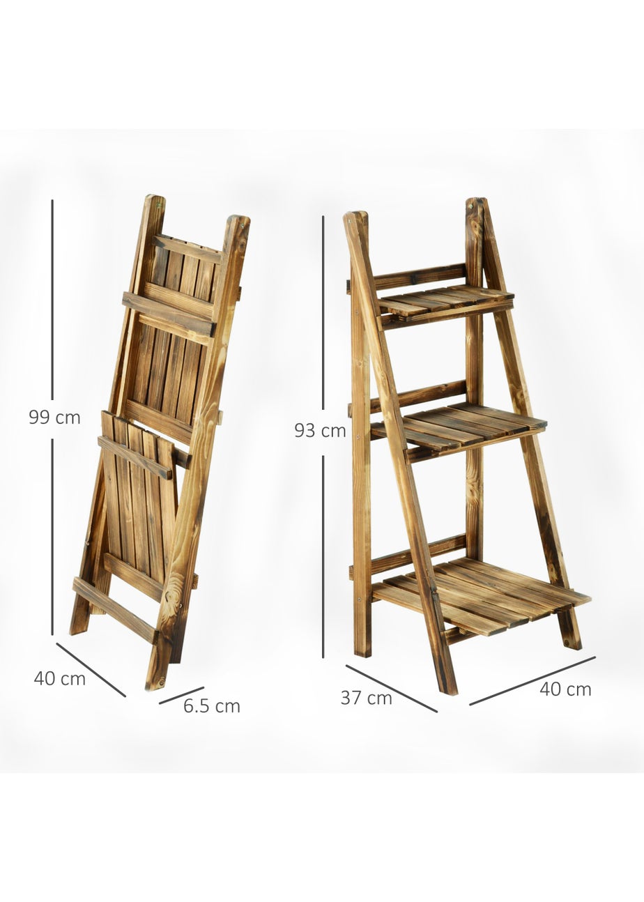 Outsunny Wooden Folding Flower Pot Stand 3 Tier