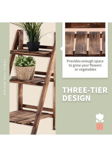 Outsunny Wooden Folding Flower Pot Stand 3 Tier