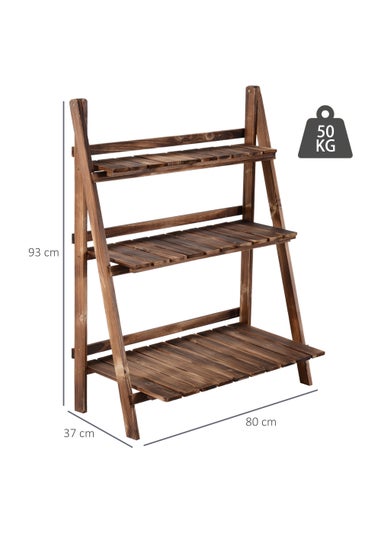 Outsunny Wooden Folding Flower Pot Stand 3 Tier