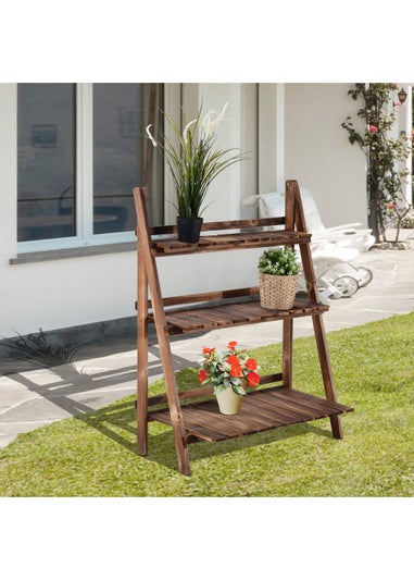 Outsunny Wooden Folding Flower Pot Stand 3 Tier
