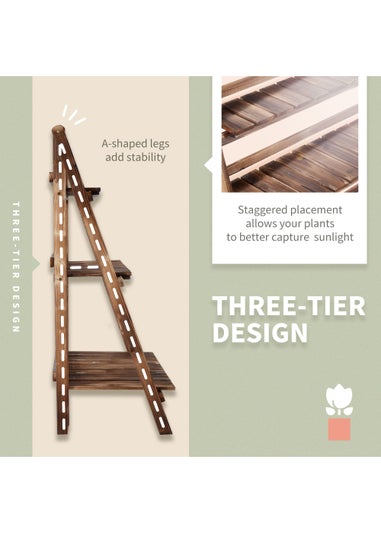 Outsunny Wooden Folding Flower Pot Stand 3 Tier