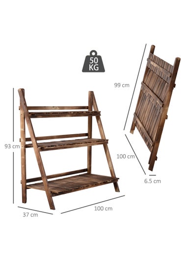 Outsunny Wooden Folding Flower Pot Stand 3 Tier