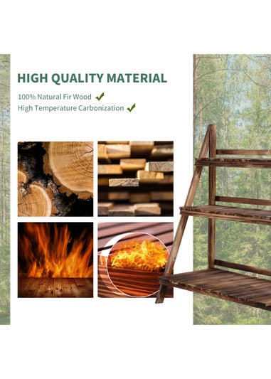 Outsunny Wooden Folding Flower Pot Stand 3 Tier