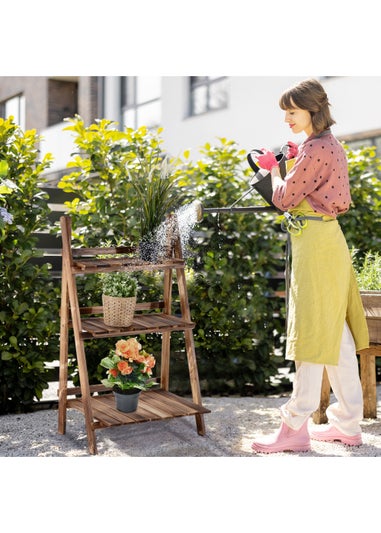 Outsunny Wooden Folding Flower Pot Stand 3 Tier