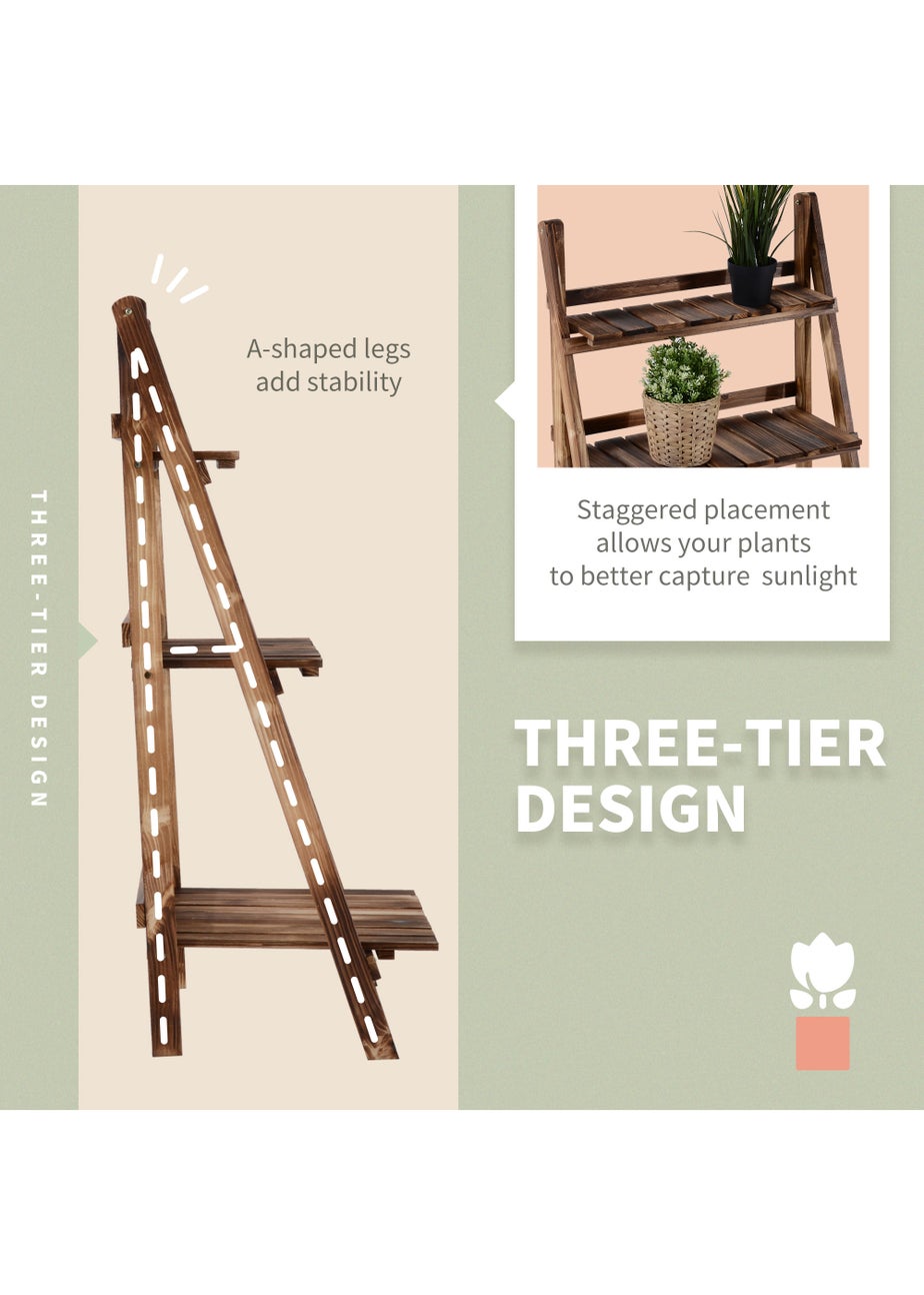 Outsunny Wooden Folding Flower Pot Stand 3 Tier