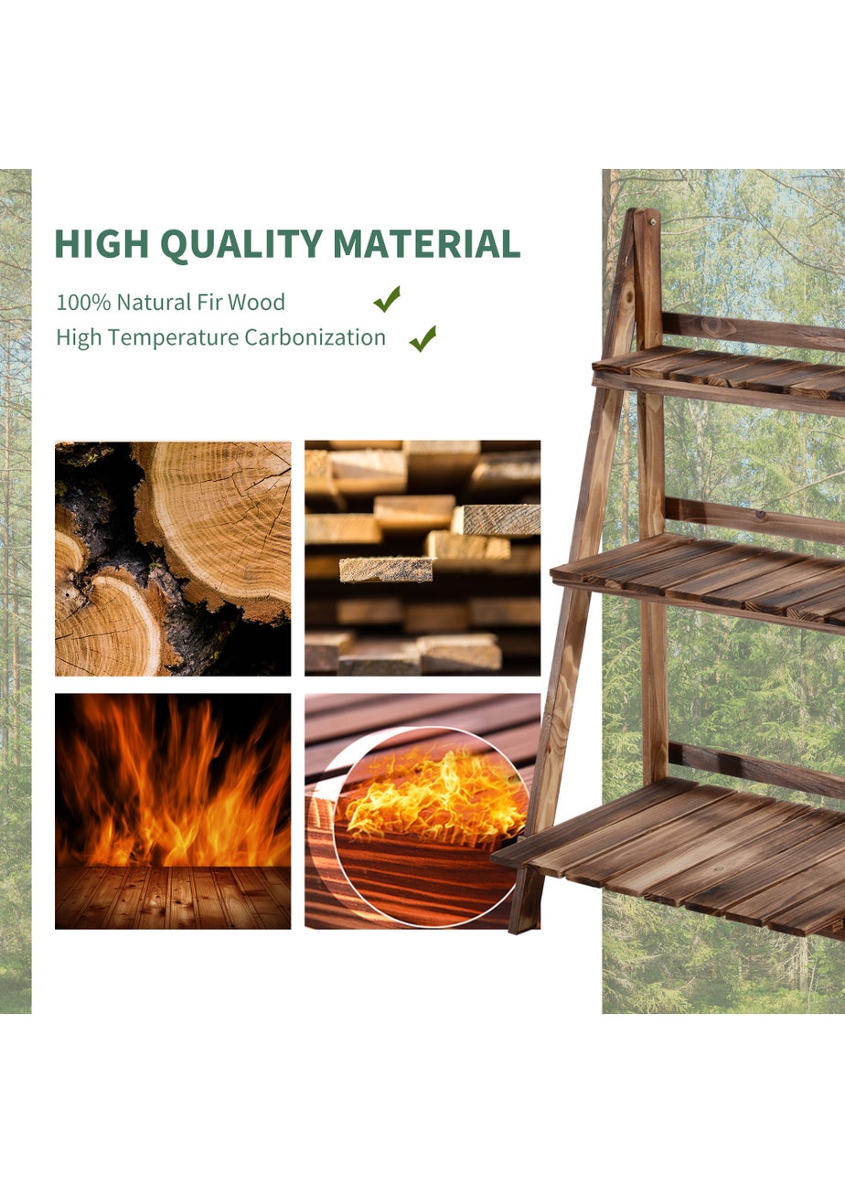 Outsunny Wooden Folding Flower Pot Stand 3 Tier