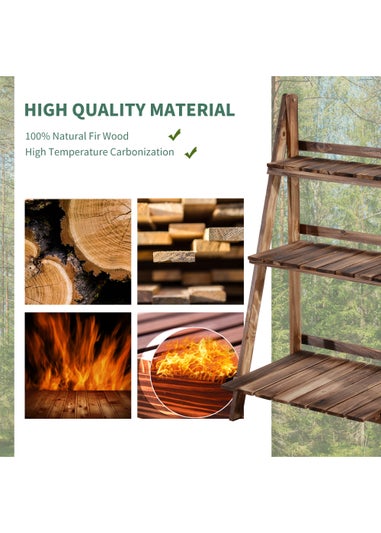 Outsunny Wooden Folding Flower Pot Stand 3 Tier