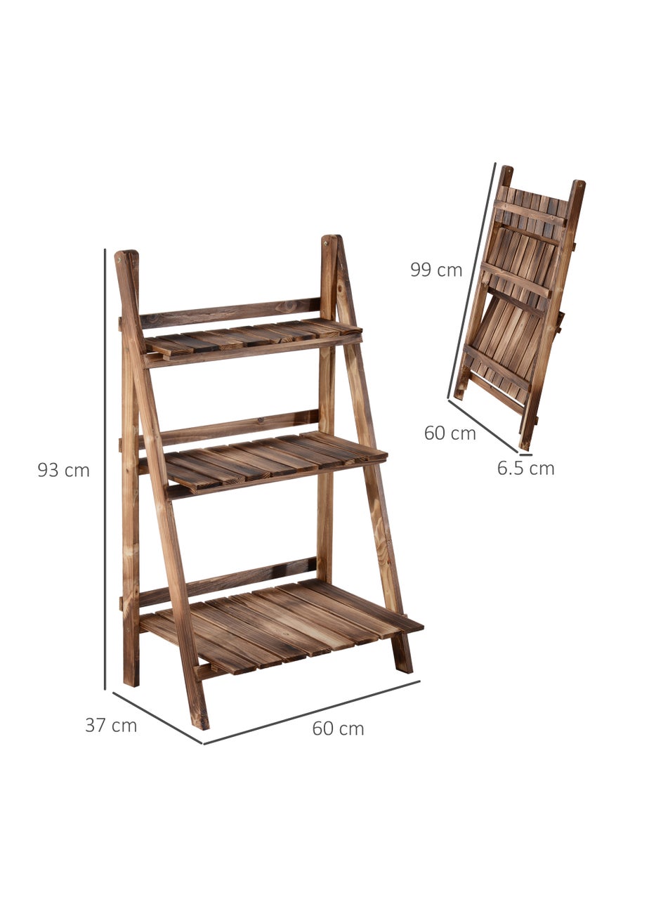 Outsunny Wooden Folding Flower Pot Stand 3 Tier