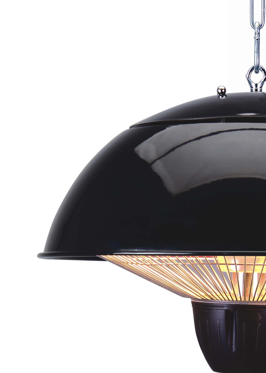 Zinc Black LED Pendant Halogen Element Patio Heater (31cm x 42cm)