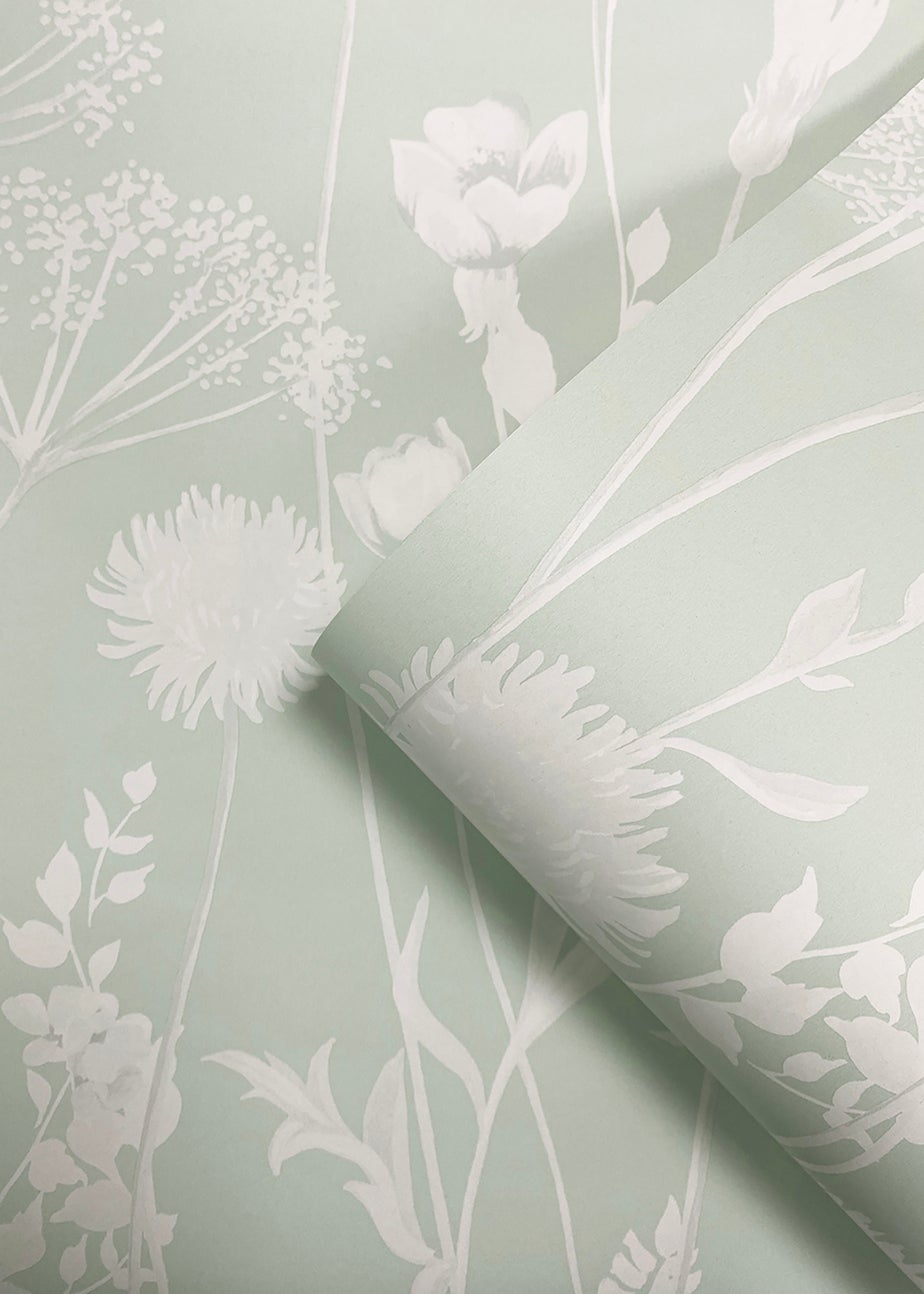Catherine Lansfield Meadowsweet Floral Green Wallpaper