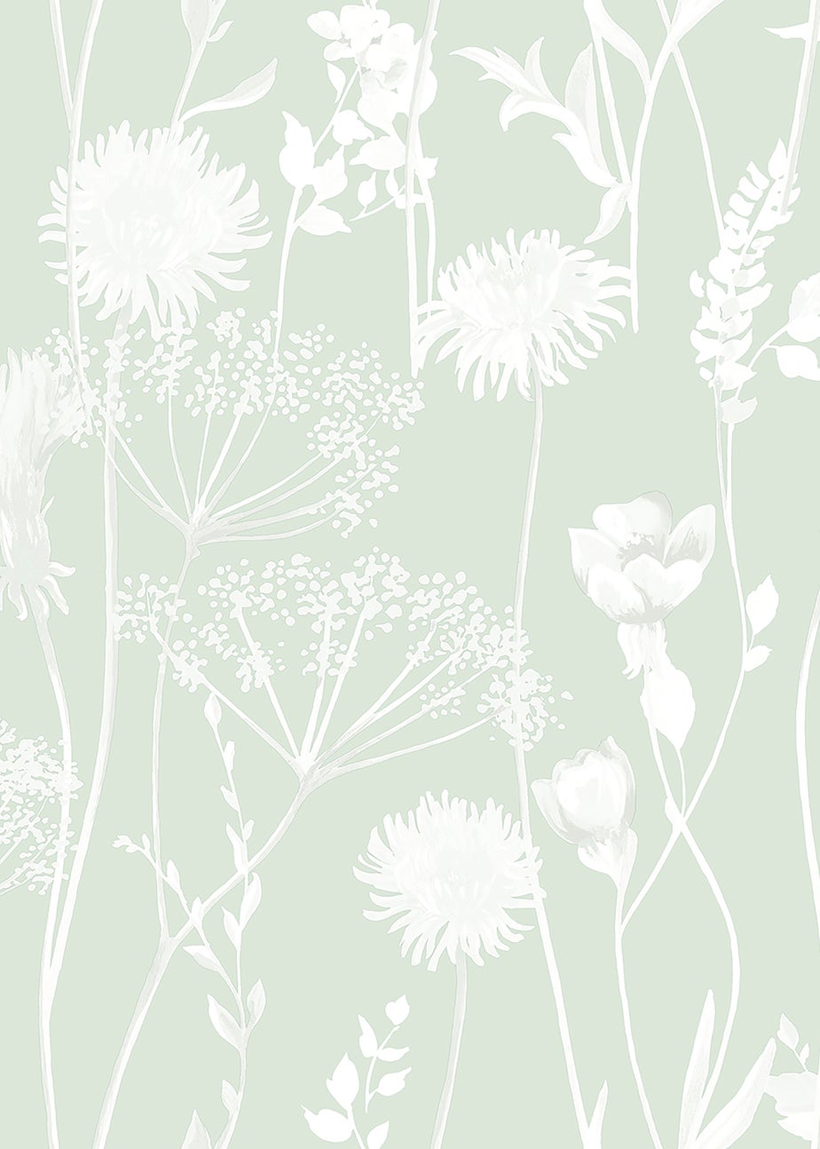Catherine Lansfield Meadowsweet Floral Green Wallpaper
