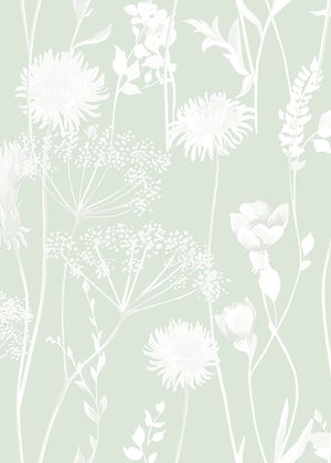 Catherine Lansfield Meadowsweet Floral Green Wallpaper