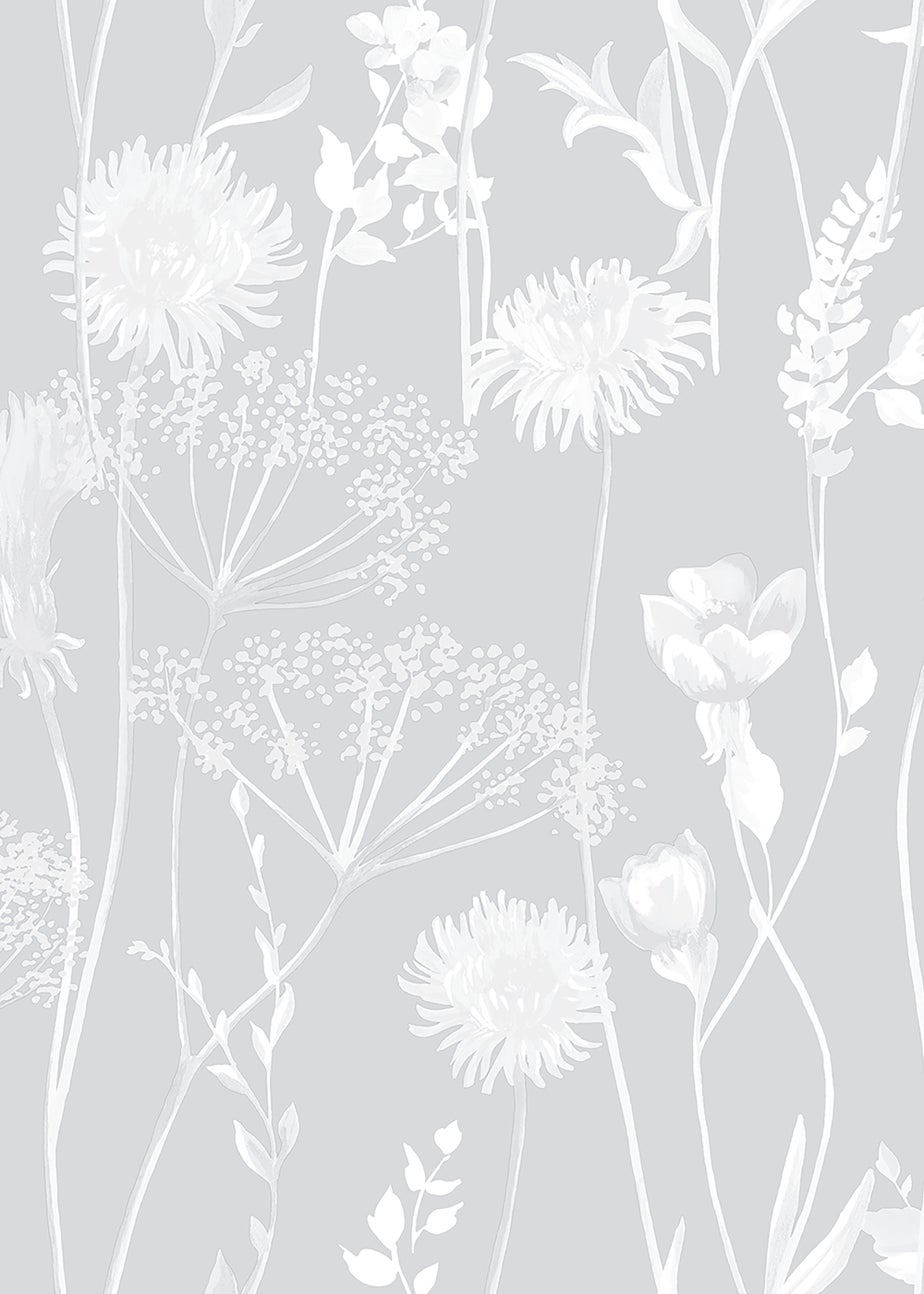 Catherine Lansfield Meadowsweet Floral Grey Wallpaper