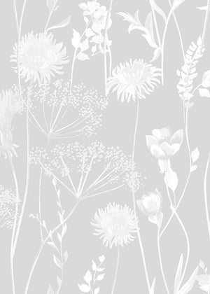 Catherine Lansfield Meadowsweet Floral Grey Wallpaper