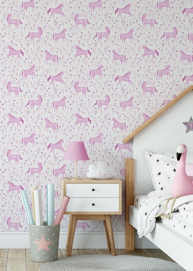 Catherine Lansfield Kids Folk Unicorn Wallpapwer